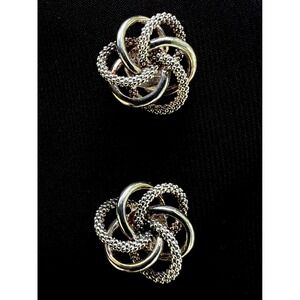 Authentic Lagos 925 Sterling Silver Caviar Love Knot Stud Earrings 585 14K Posts